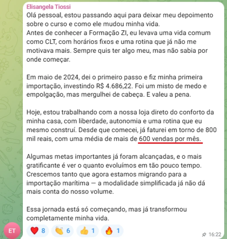 Depoimento da Elisangela Tiossi: 600 vendas por mês