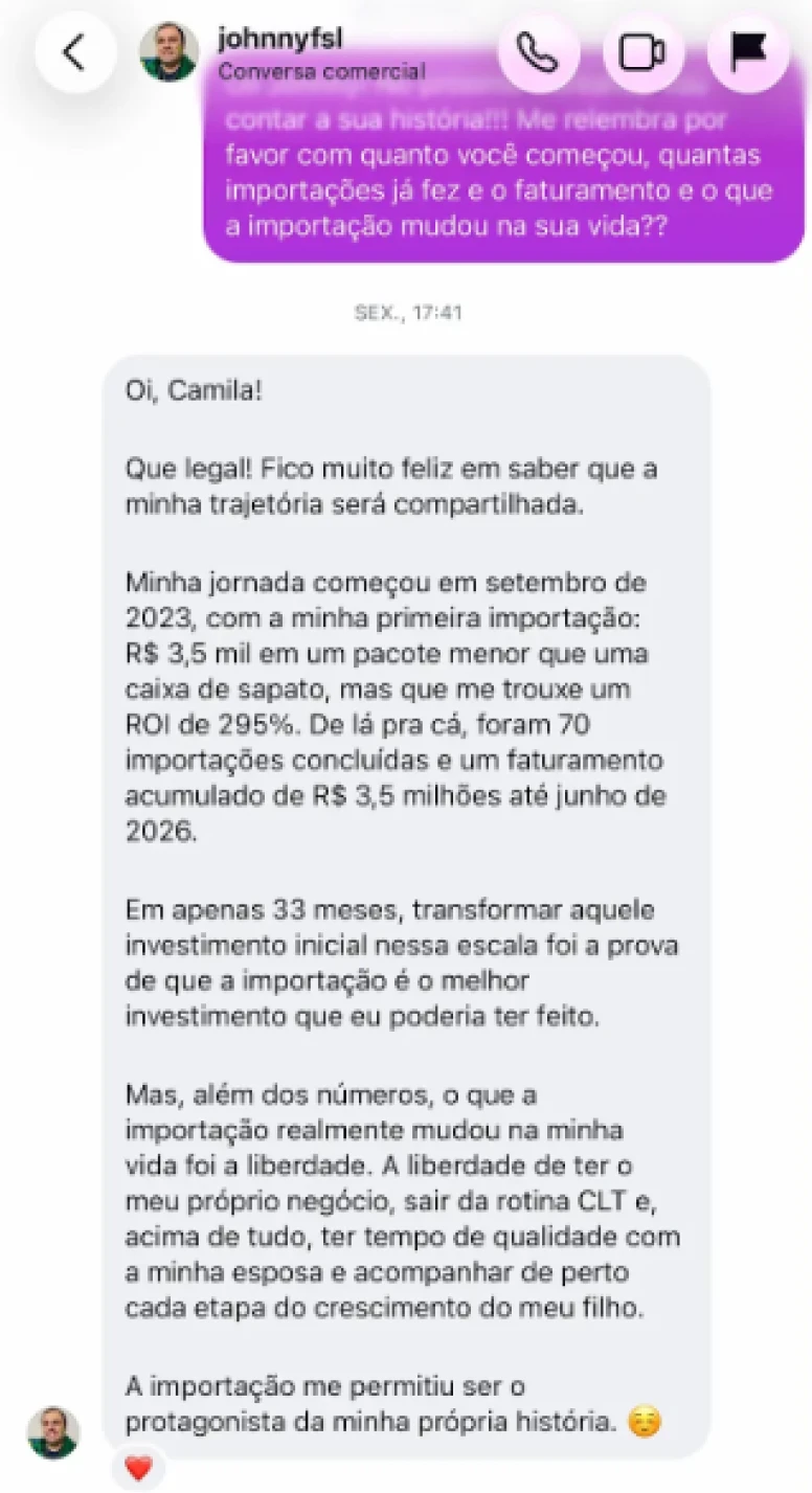 Depoimento de aluno: R$ 3,5 milhões em 33 meses
