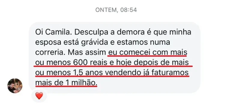 Depoimento de aluno: mais de 1 milhão em 1,5 ano
